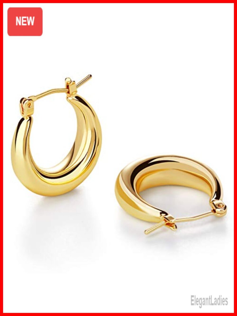 Chunky Gold Plated Hoop Earrings Hypoallergenic Stainless Steel Minimalist Women
